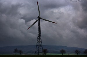 germany smwhr wind turbine gathering storm 300x199 Could Extreme Wind Turbine Usage Alter Weather Patterns?