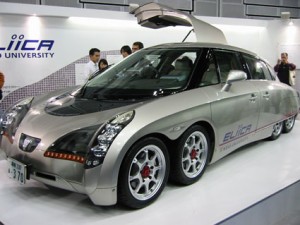 eliica keio 01 300x225 Eliica   Eight Wheeled Electric Car Trying To Beat The Speed Record