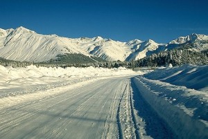 Snowy rural road