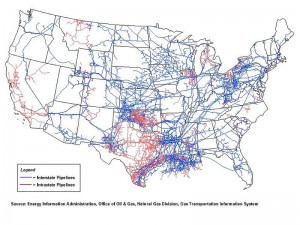 Map of Natural Gas Pipelines in the Continental US