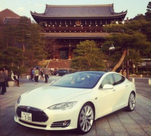 Tesla Model S on Display in Kyoto, Japan